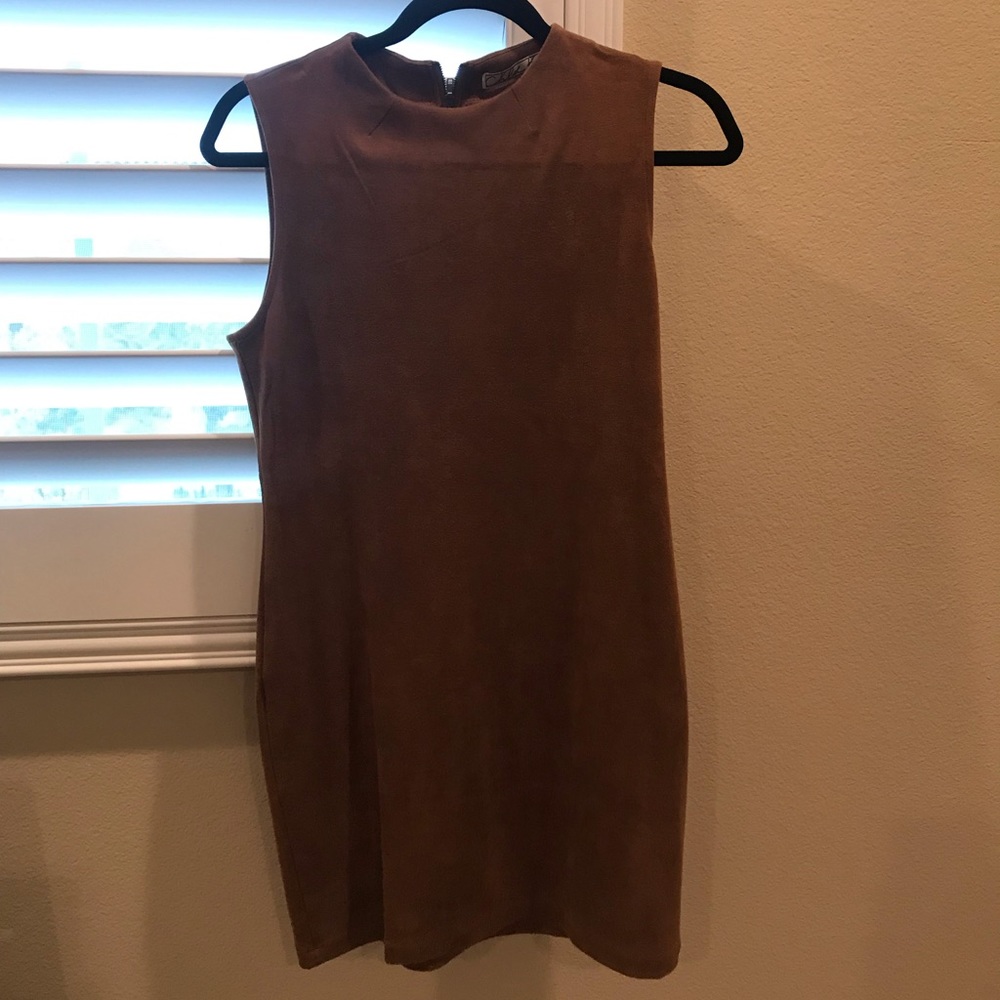 Brown suede mini dress
